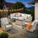 Ensemble de conversation modulaire en rotin avec coussins Emroy