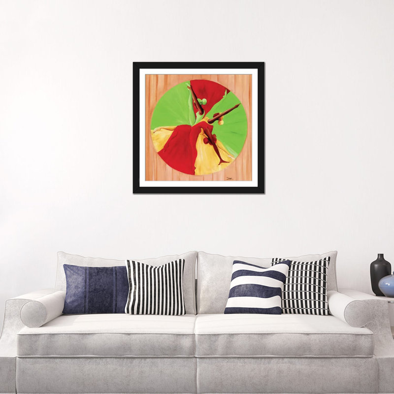 « danse circle », impression sur toile, H 24 po x l 24 po x P 1 po, Papier d'art encadré noir, Blanc