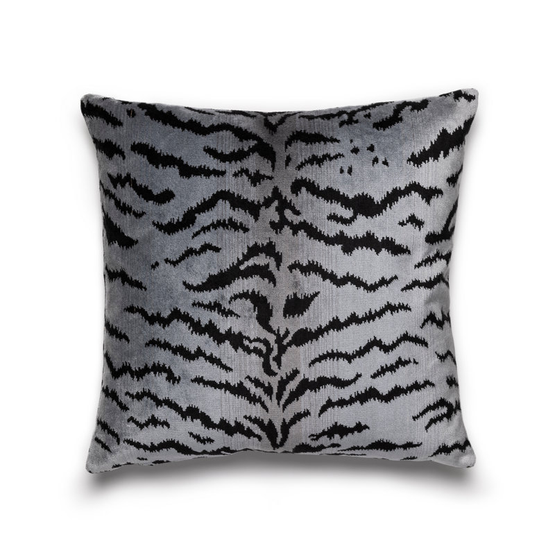 Wild Glamour Square Pillow Cover & Insert, Silver/Black