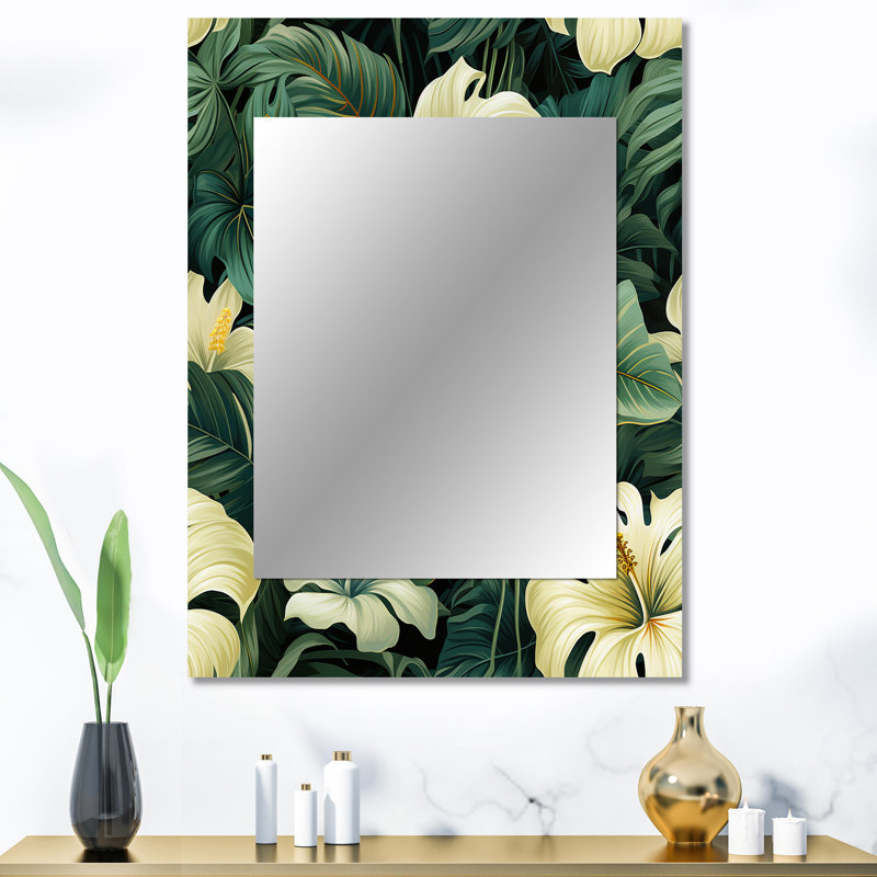 Amiera Monstera Elegance, motif tropical - miroir mural unique, botanique, floral, 40 po x 30 po