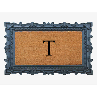 A1HC First Impression Carson Rubber and Coir Doormat Monogrammed Mat 24" X 36"