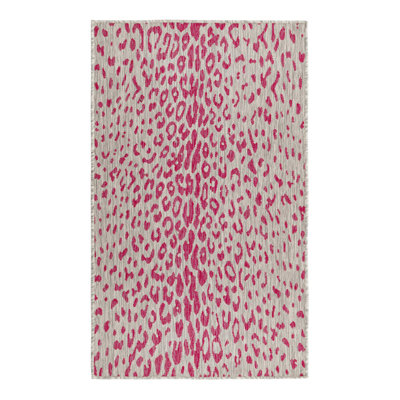 Tapis de safari d'extérieur rose et gris