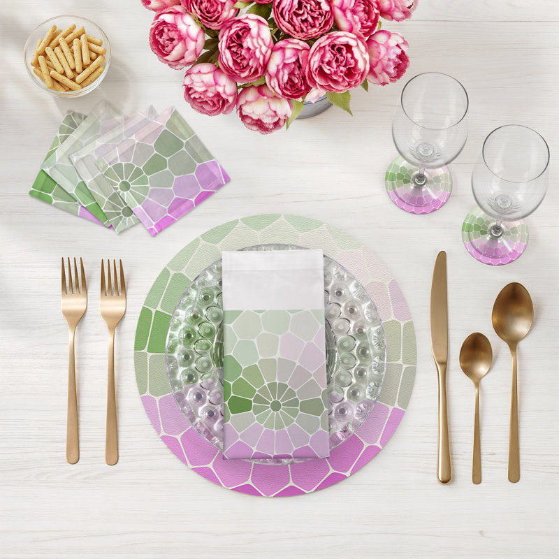 Mosaico Vegan Leather Round Pebble Placemat, Paris