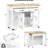 47.2" Kitchen Island With 13.8" Back Extendable Table, Rubber Wood Veneer, Internal Storage, Power Provision Supply-269588350