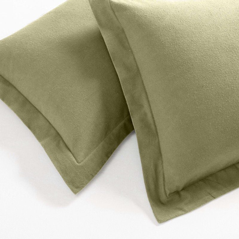 Scotia 100% Cotton Flannel Brushed Soft Warm Duvet Cover Set, Sage, California king