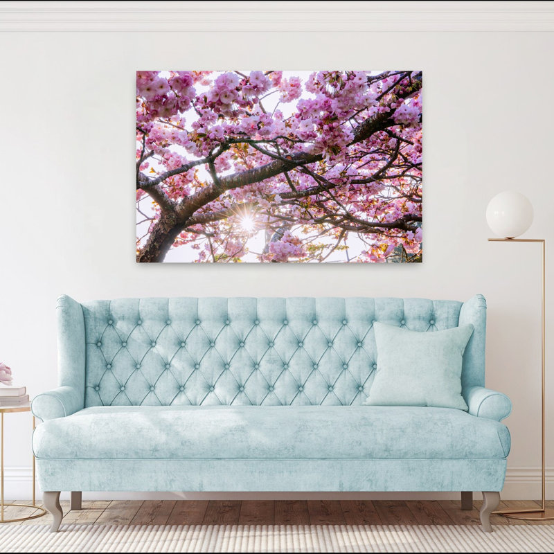 Kwanzan Cherry tree silhouetted against bright sky 1 Piece Wrapped Canvas Wall Art, 101.6cm H x 152.4cm W