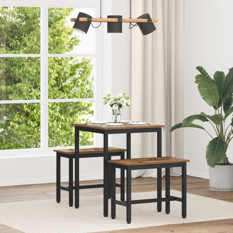 Metal Base Dining Table, Old Wood