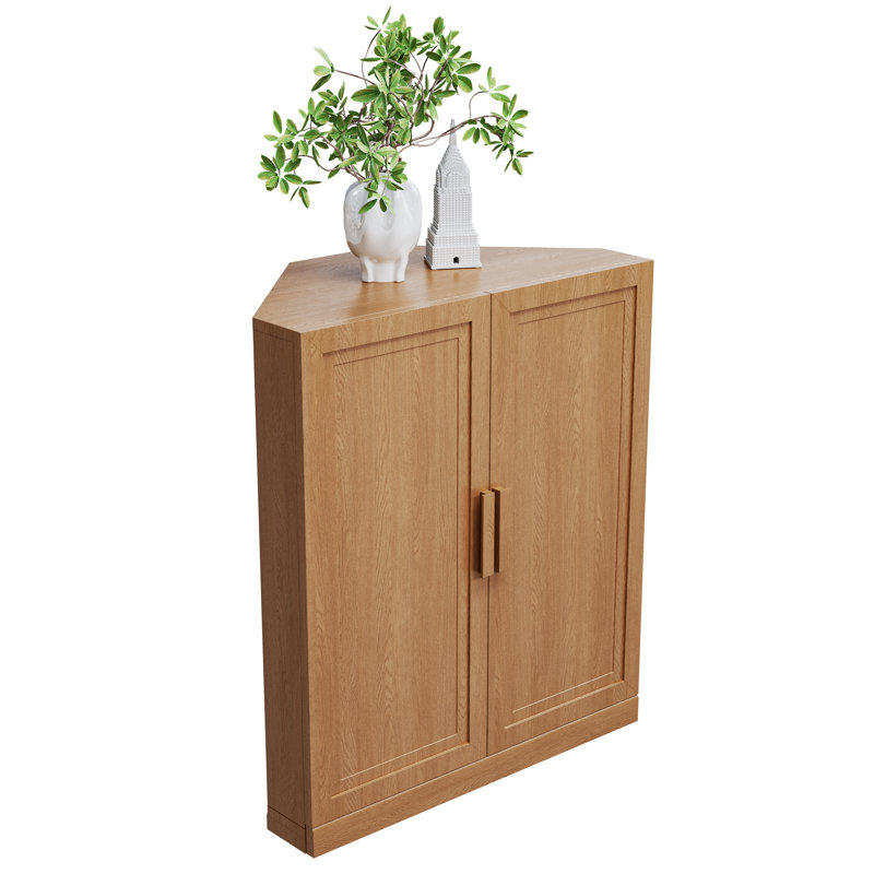 Buffet décoratif d'angle peu encombrant avec tablette réglable Lula, H 36 po x l 31 po x P 16 po, Brun