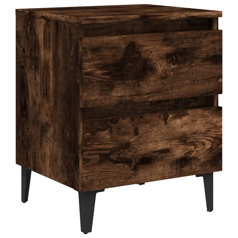 Quandt 40cm W Manufactured Wood Bedside Table, Smoked Oak