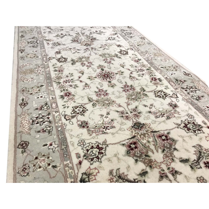 Chemin de table ivoire et taupe noué à la main de haute qualité