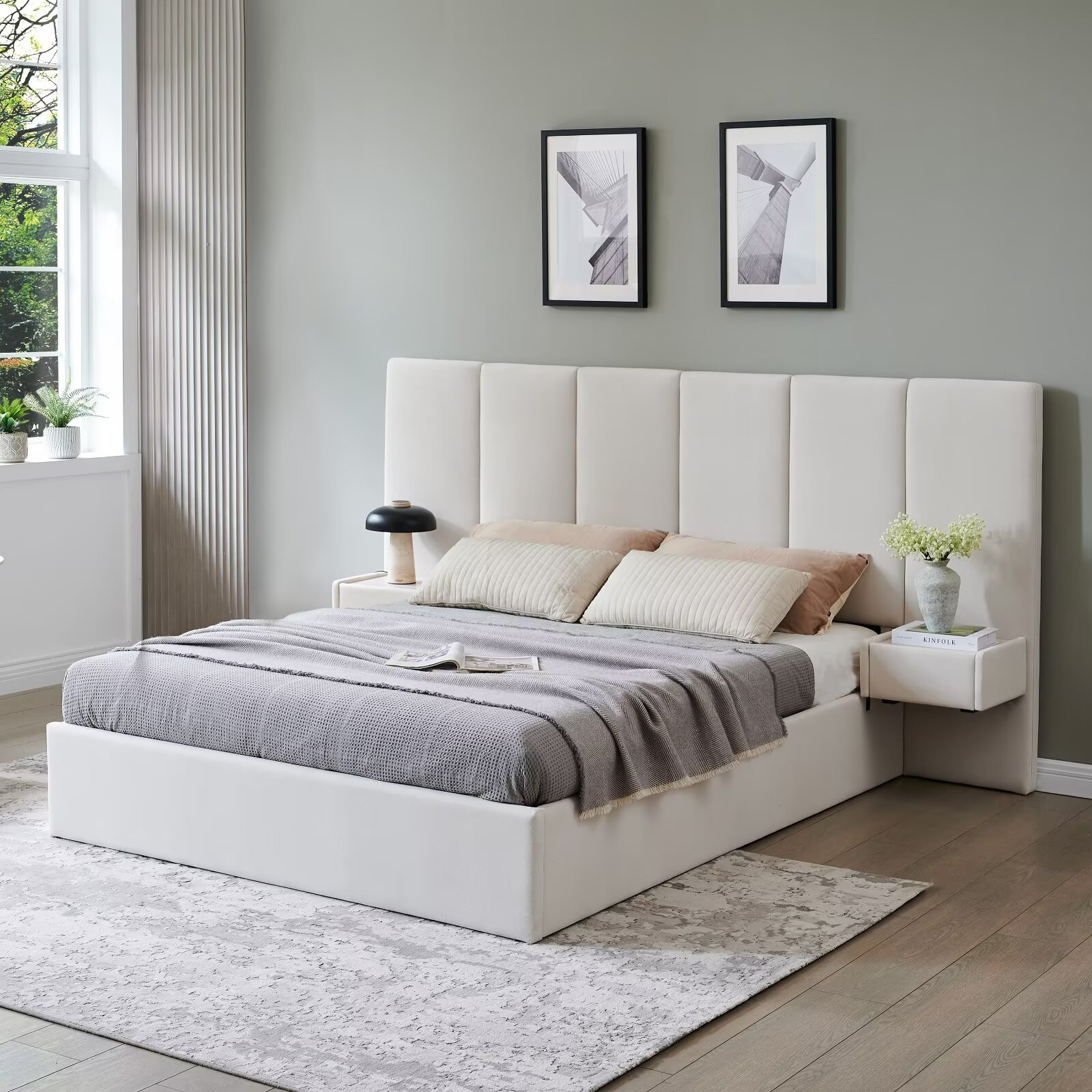 Latitude Run® Upholstered Lift Storage Bed Frame with Hotel-Style Headboard, Size Bed Frame, Sprung Slats, Velvet Headboard and Drawers, Gas Lift Hydraulic Support, No Box Spring Needed & Reviews | Wayfair