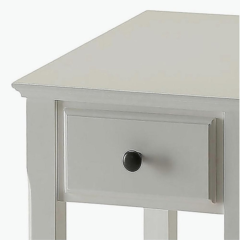 Table d'appoint blanche avec tablette inférieure, Blanc
