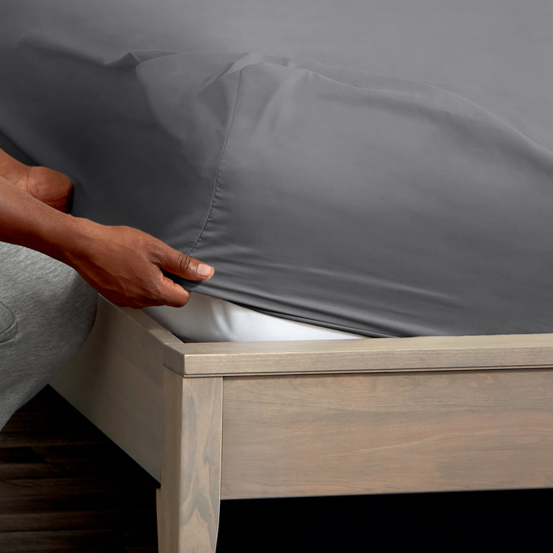 24" Extra Deep Pocket Microfiber Fitted Sheet, Gray, California King Fitted Sheet
