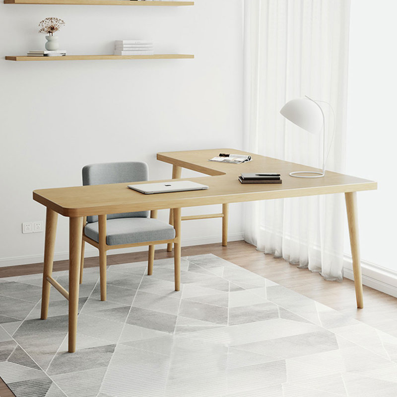 Bureaux en bois massif en L Burlywood, 29.53" H x 70.87" W x 55.12" D, Retour à gauche