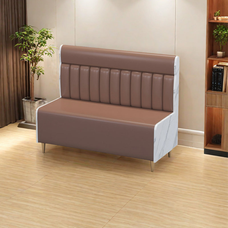 Banc rembourré en similicuir Light Luxury Cafe, Brun