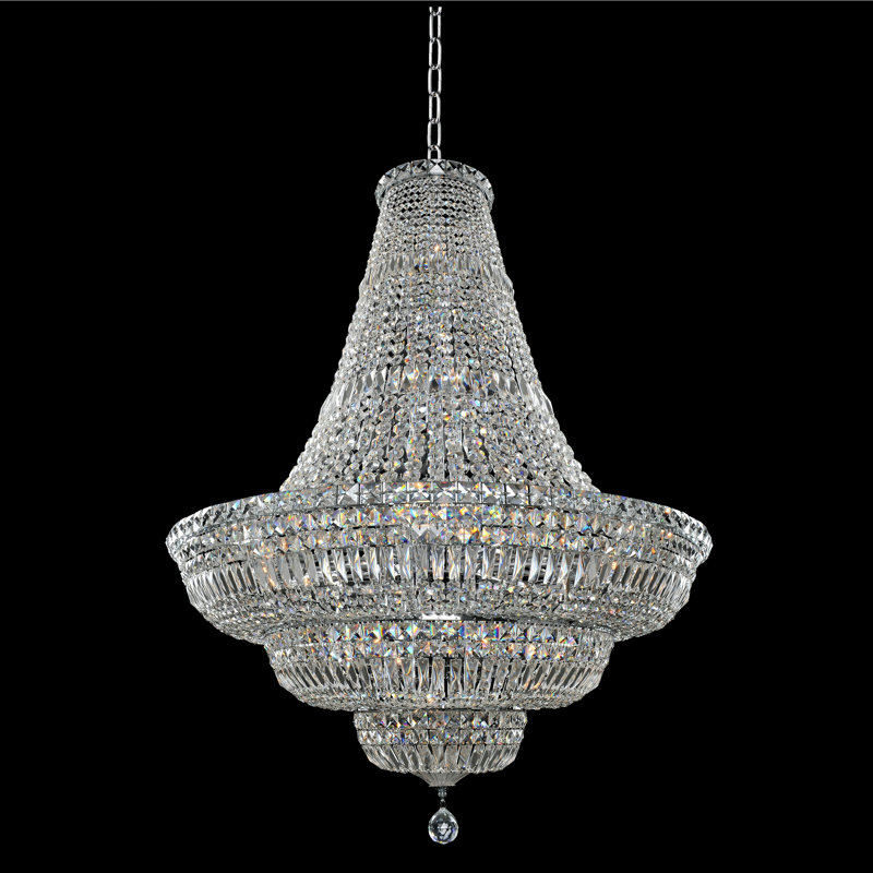 Betti 36-Inch Chrome and Crystal Empire Chandelier