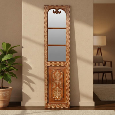Miroir pleine grandeur 72 po en teck et incrustation d'os