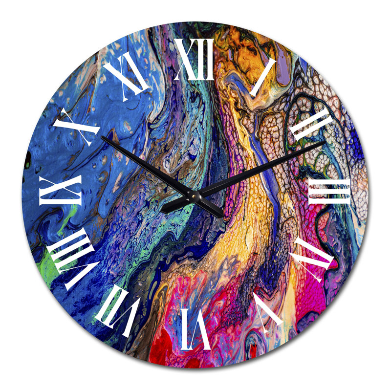 Horloge murale moderne rouge rouge, bleu et jaune, Moyen