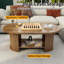 Table basse ovale cannelée, table basse en bois de ferme de 47 po, table basse Mid-Century à 2 niveaux avec tablette de rangement, table d'appoint centrale avec base double, tables de salon Boho pour bureau de salon