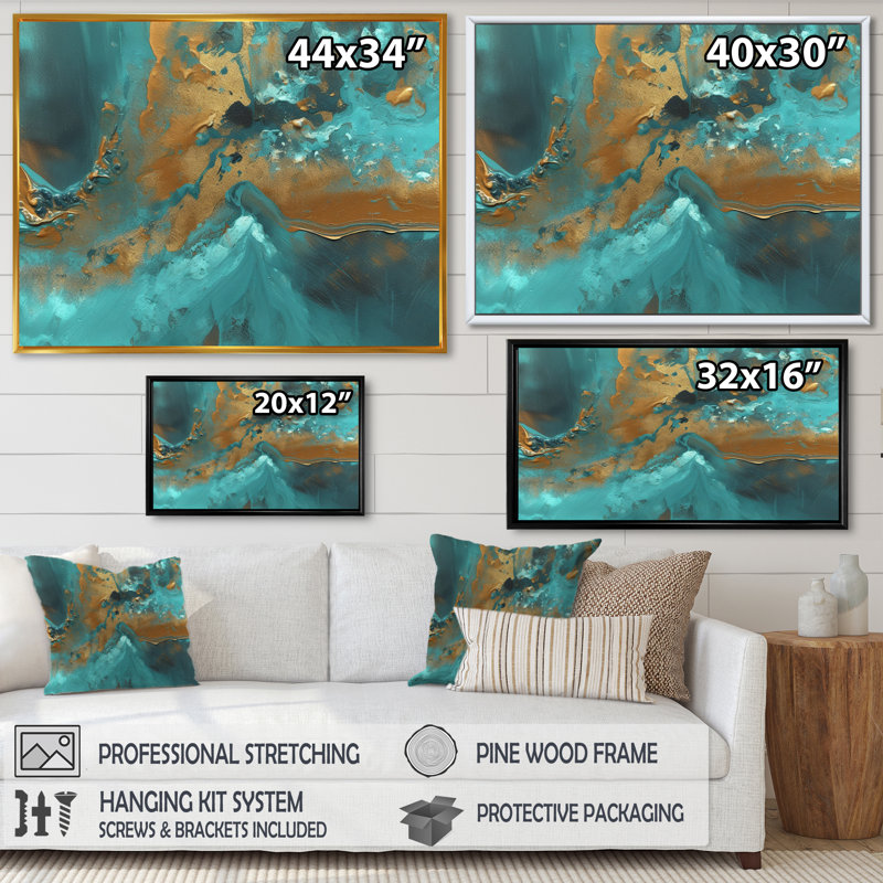 «Whirling Waves III», reproduction sur toile, H 12 po x l 20 po x P 1 po, Toile avec cadre flottant noir
