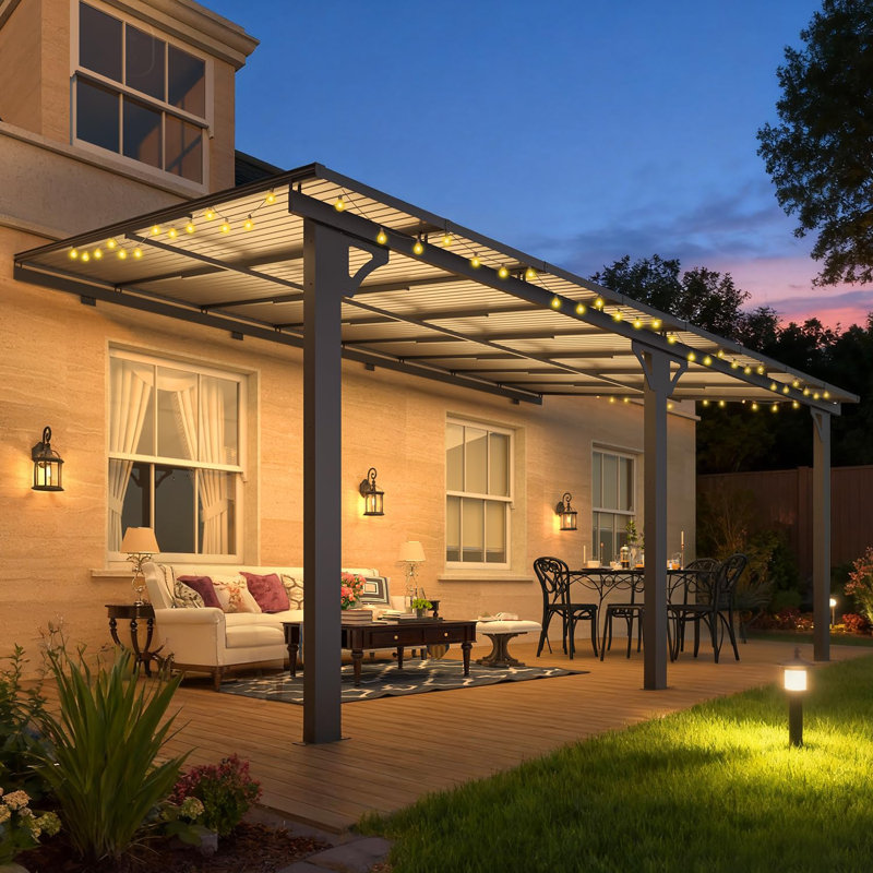 Pergola d'extérieur à hauteur réglable pour patio, H 118 po x l 192 po x P 118 po