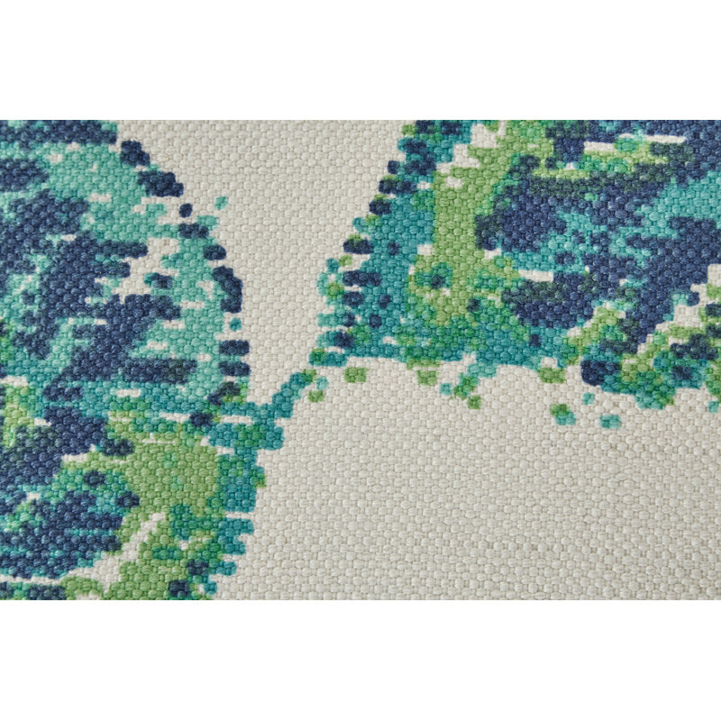 Tapis citron/bleu Bulger, Rectangle 8 pi x 11 pi