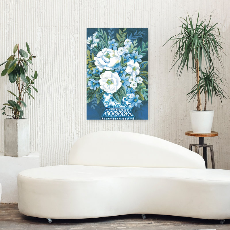 Art de printemps pivoines bleues et élégantes, H 36 po x l 24 po