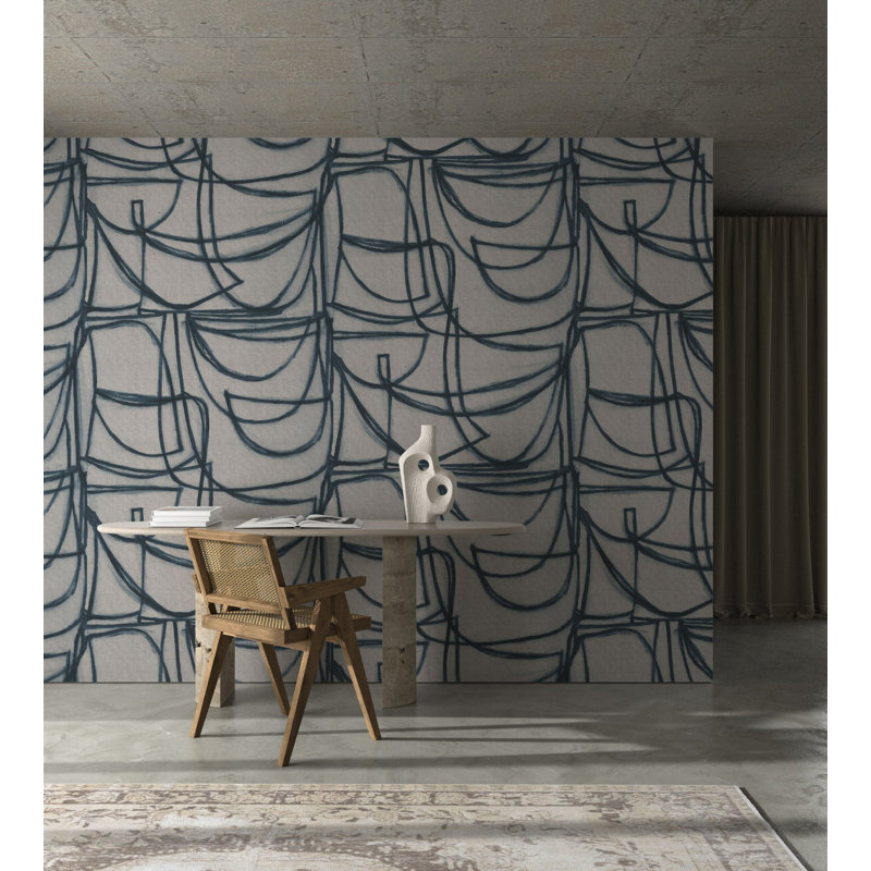 Limitless Large - Papier peint par Norman Wyatt Home, Indigo, Papier de qualité supérieure, Non-Pasted