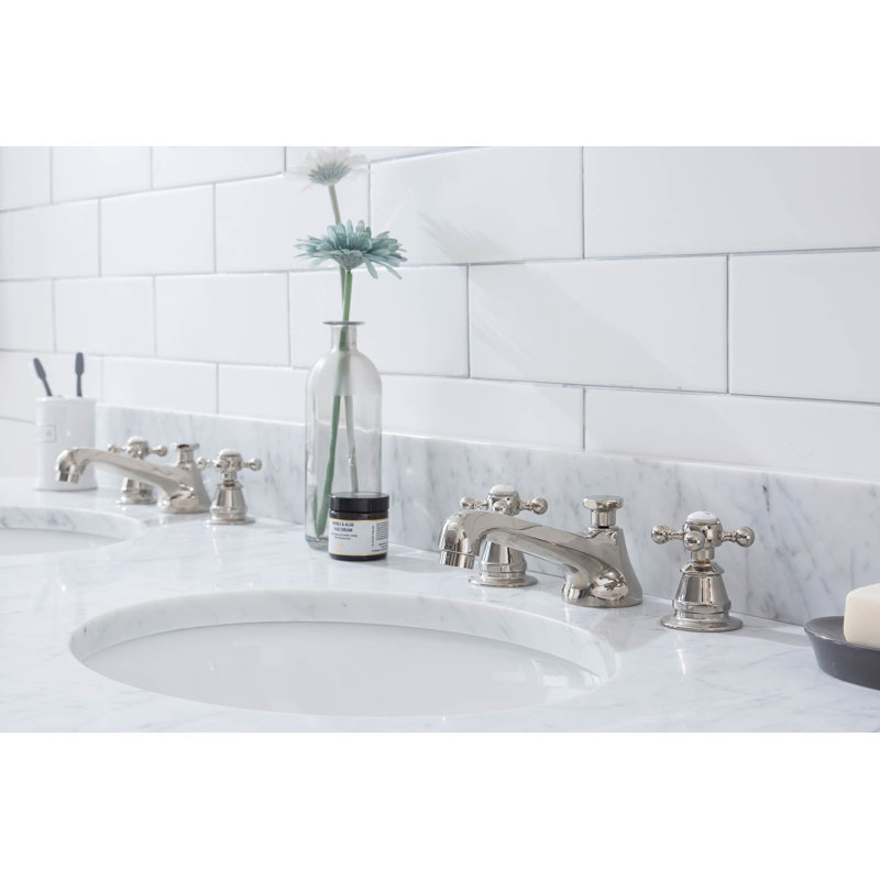 Greyleigh Copeland 60" Stone Oval Bathroom Sink with Overflow, Clear, Polished Nickel