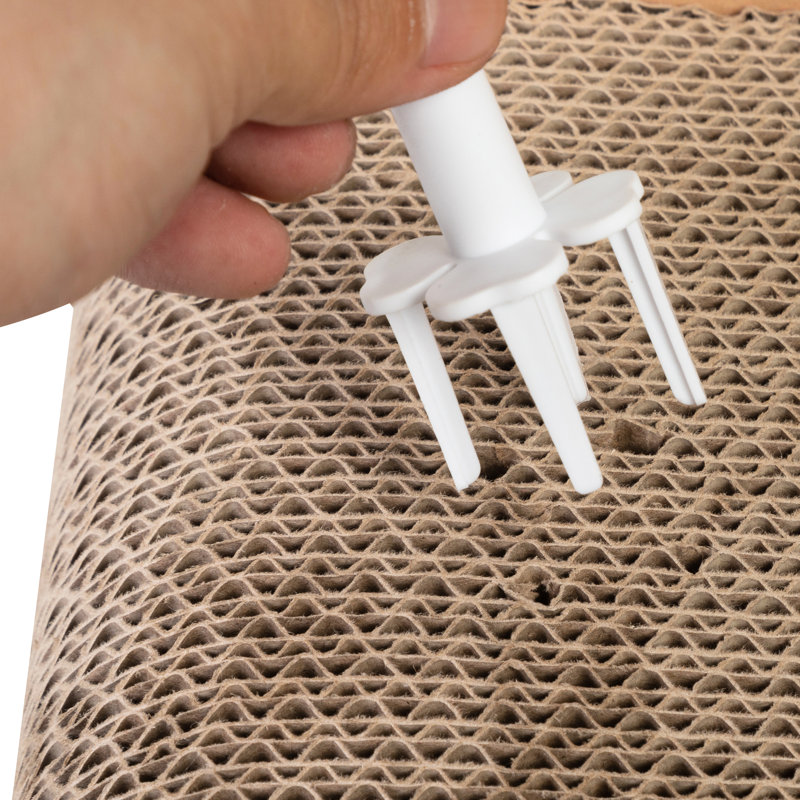 21 Lit pour chat réversible en carton et chaise longue animée avec design incurvé, teaser, herbe à chat, brun, L 25,95 po x l 8,08 po H 7,73 po, charge amusante de 110 lb