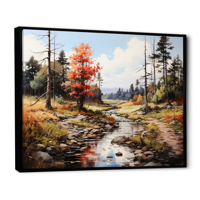 " Forest Adirondack Mountains ", H 24 po x l 32 po x P 1 po, Cadre flottant noir
