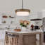 Lustre de style campagnard à 5 lumières avec texture de bois et abat-jour en tissu blanc-1252681418