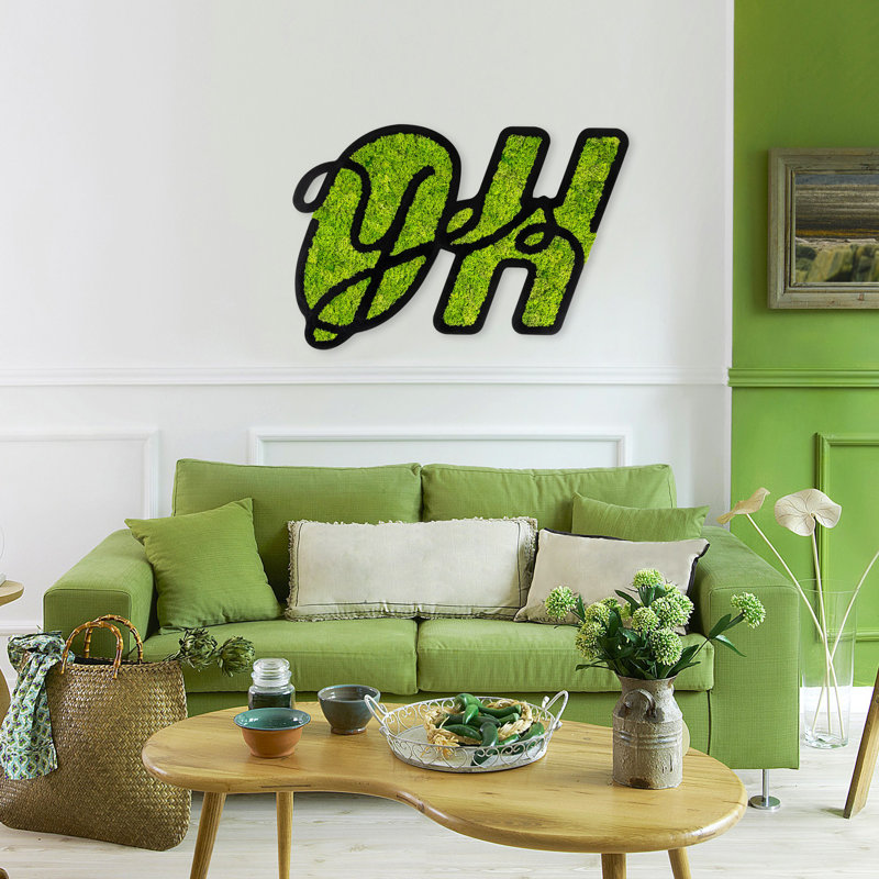 "OH YES" Lush Greenery Entryway Sign - Whimsical Greetings Preserved Moss Wall Art
