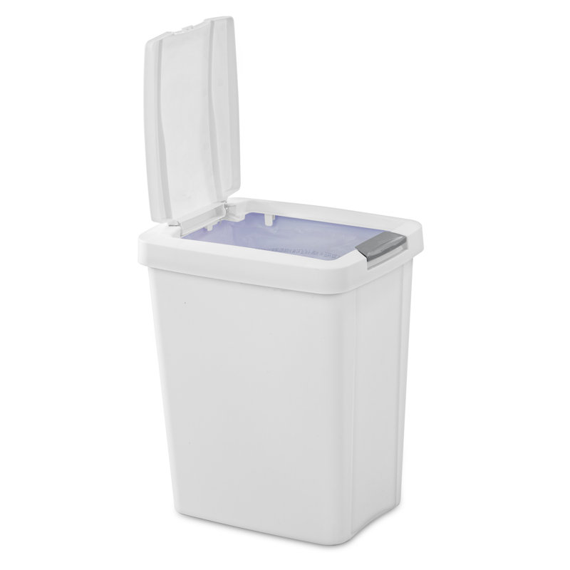 White 7.5 Gallon Plastic TouchTop Kitchen Wastebasket