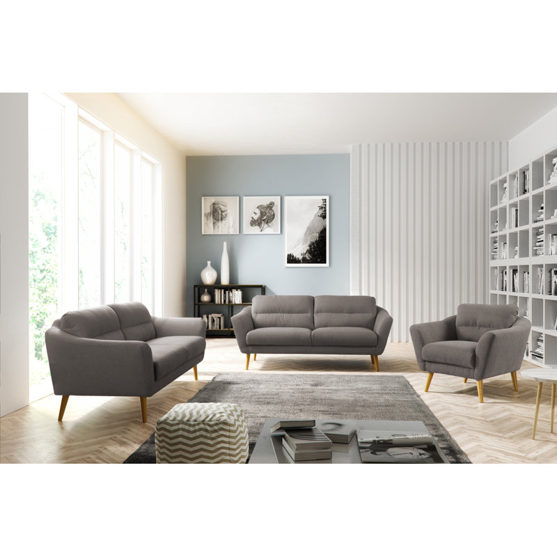 Rosales Odense 2 Seater Upholstered Loveseat, Dark Grey, 2