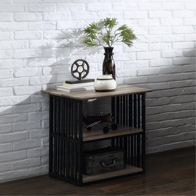 22'' W Metal,Solid + Manufactured Wood Nightstand