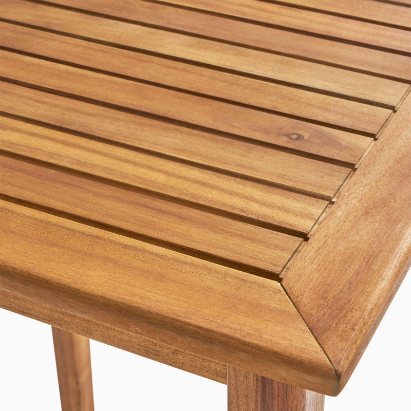 Table de bar d'extérieur rectangulaire en bois d'acacia minimaliste - finition teck