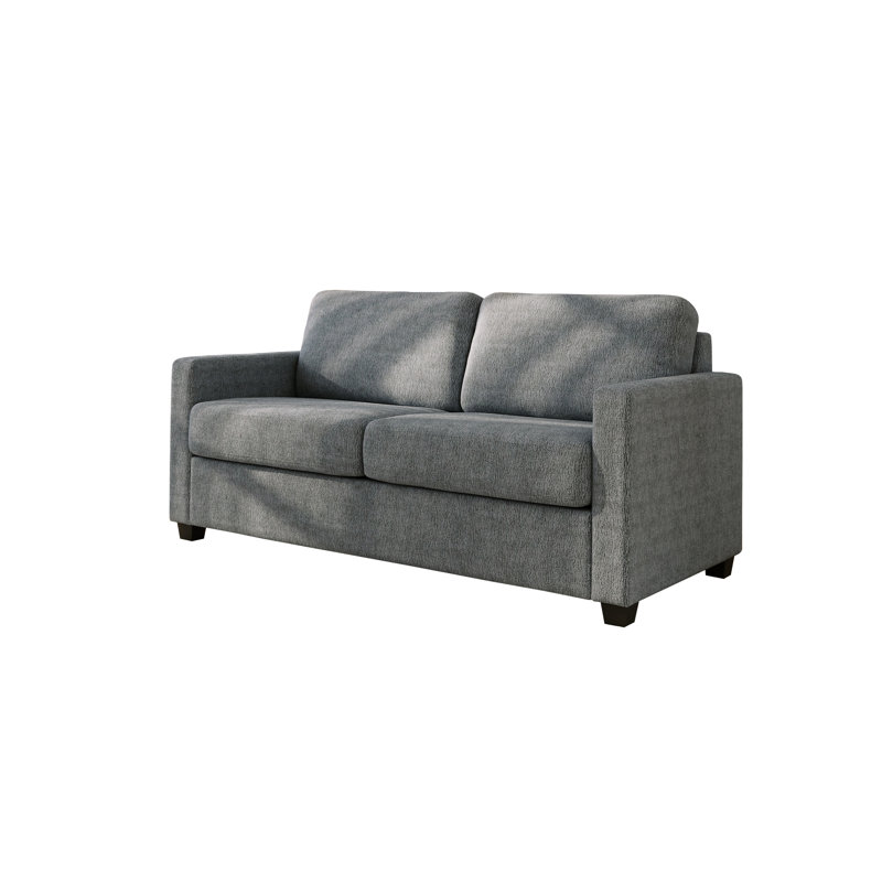 Modern Sofa Bed with Pocket Coil Mattress, Pull-Out Sleeper Sofa, Compact Chenille Couch, Charcoal , Dark Grey