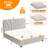 Full Size Boucle Bed Frame Upholstered Bed Frame with Adjustable Headboard, Solid Wood Slats Support, No Box Spring Needed, Easy Assembly-530724621-530724658