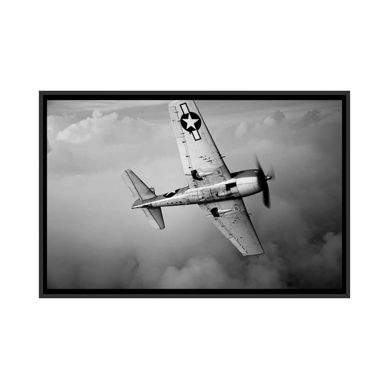 « a grumman f6f hellcat fighter plan », reproduction de photo sur toile, H 18 po x l 26 po x P 1,5 po, Toile avec cadre noir
