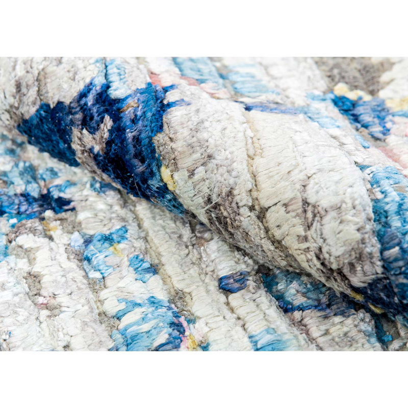 Hand Woven Wool Abstract Area Rug, Rectangle 8' x 10'