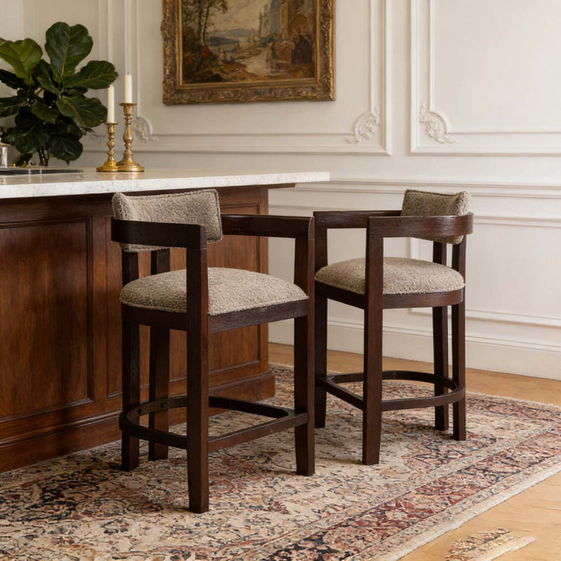 Tabouret de bar 26 po, Espresso, Boucle taupe