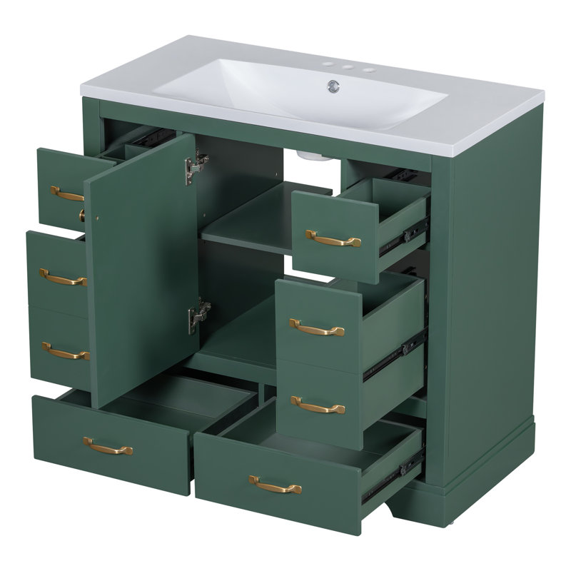 36'' Bathroom Vanity Base with Sink Combo, Green