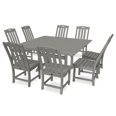 Yacht Club 9-Piece Farmhouse Trestle Side Chair Dining Set -  Trex Outdoor, TXS463-1-SS