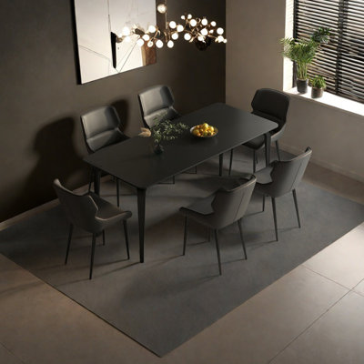 Table de salle à manger haut de gamme en pierre noire pure