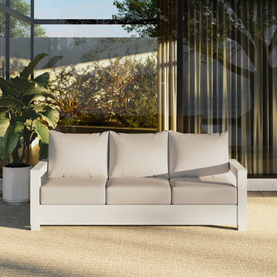 Outdoor Modern Aluminum 3-person Patio Sofa With Cushion
