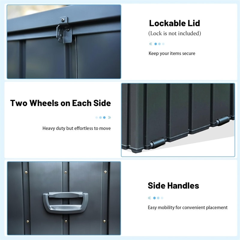 190 Gallon Metal Deck Box, Dark Gray