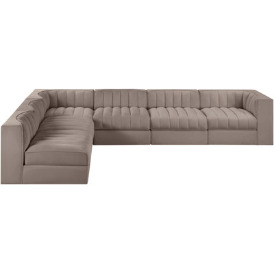 Demars Velvet Performance Fabric Upholstered 6Pc. Modular Sectional