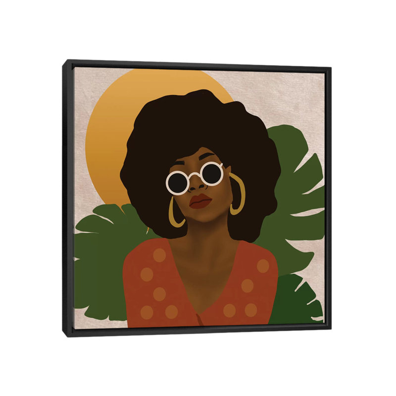«Easy Livin» par Sarah Dahir - reproduction d'art, H 26 po x l 26 po x P 1,5 po, Toile avec cadre noir, Aucun mat