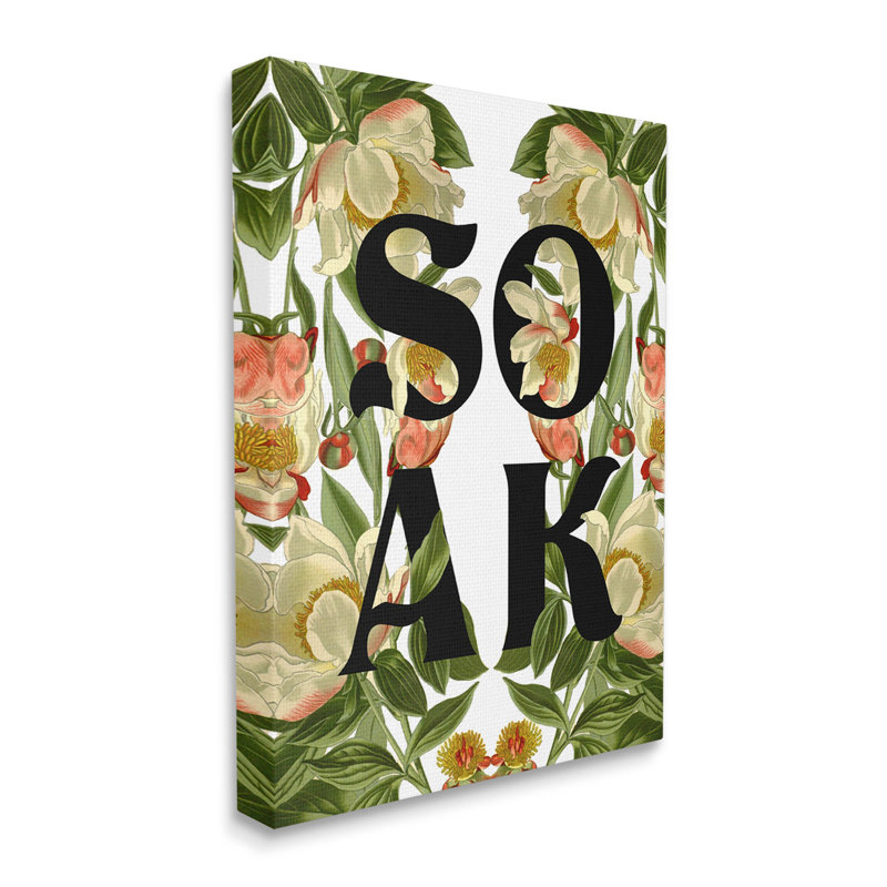 "Soak Bathroom Floral", art mural par Lil 'Rue, L 24 po x H 30 po, Toile tendue